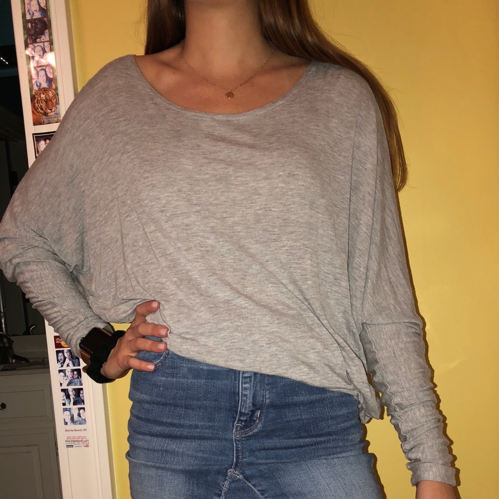 Zenana Outfitters Grey Butterfly Tee